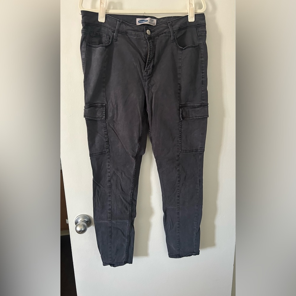 Old Navy Charcoal High Waisted Cargo Style Pants Rockstar Skinny